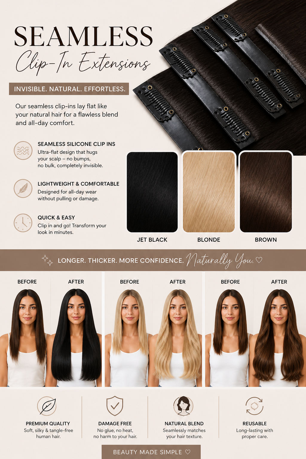 Beach Blonde #613 Seamless Clip Ins