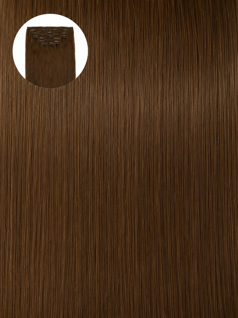 Dark Chestnut Brown #4 Seamless Clipins