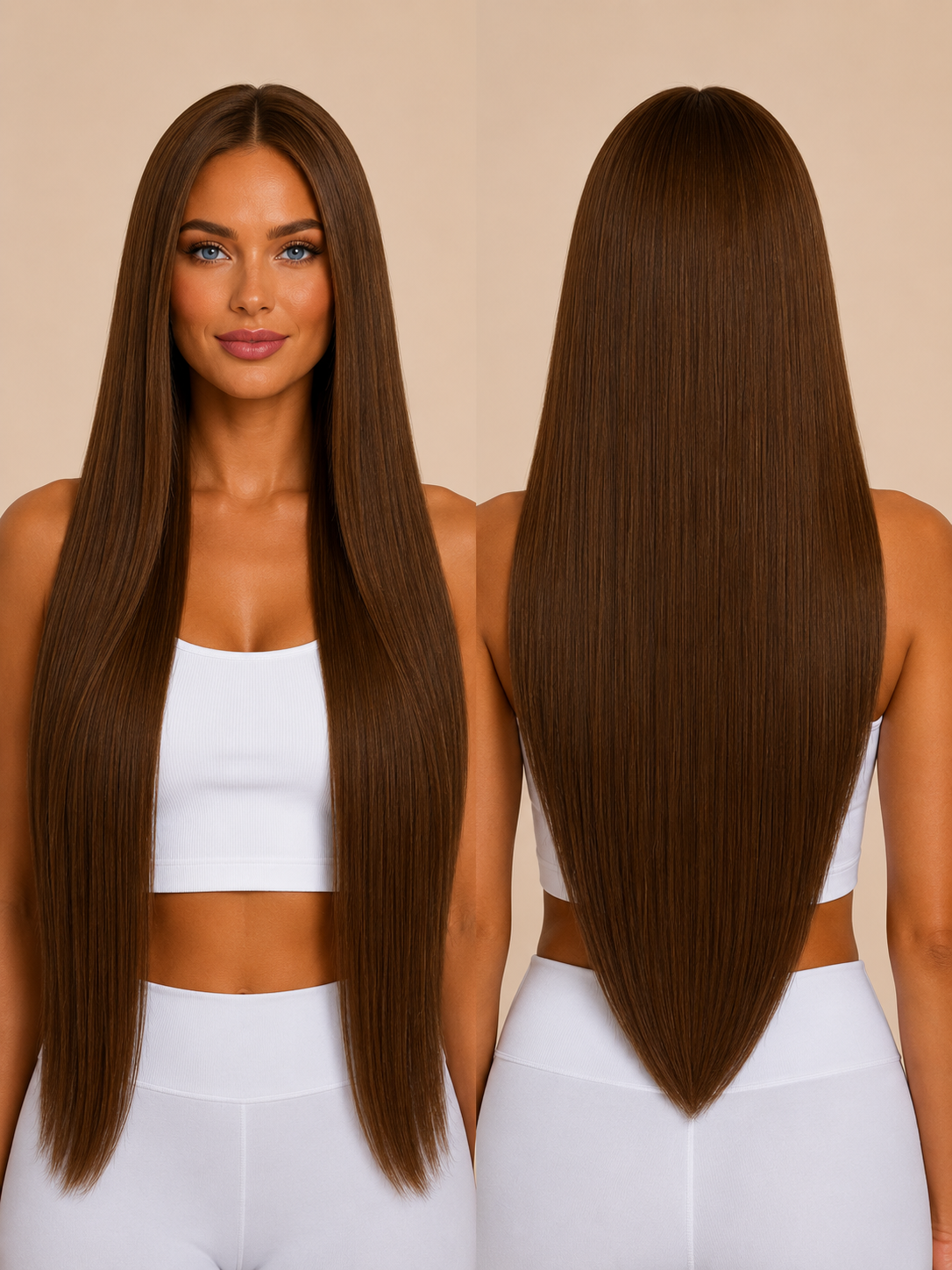 Dark Chestnut Brown #4 Seamless Clipins