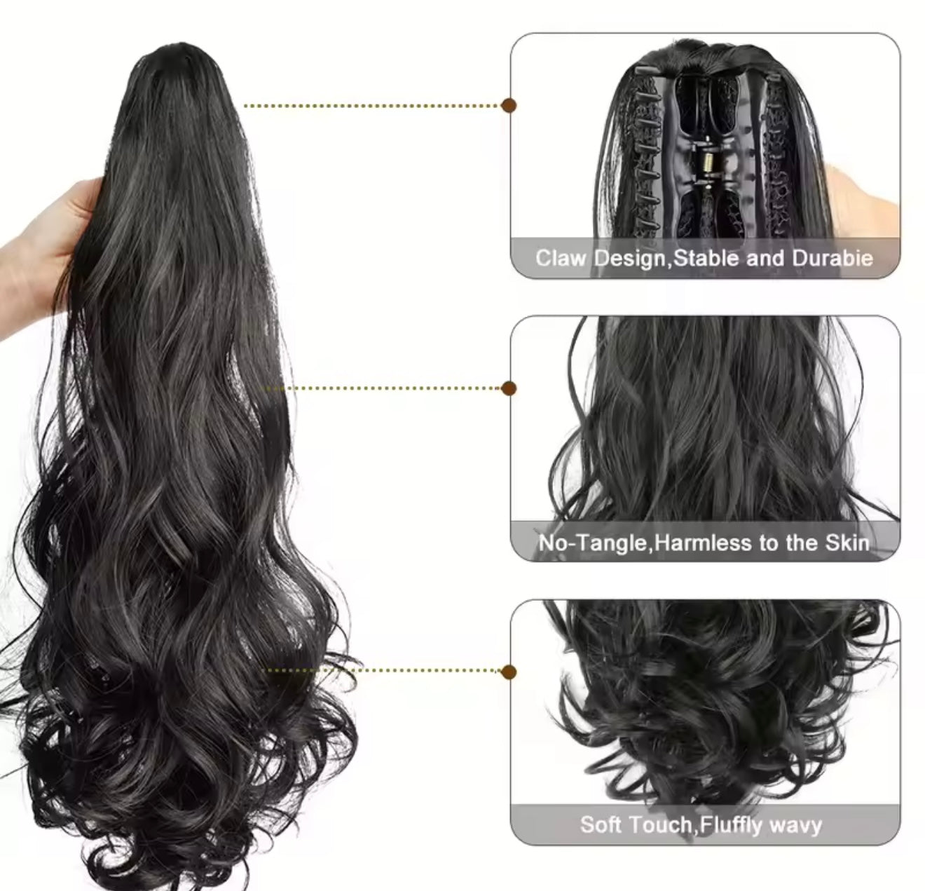 Synthetic Claw Clip Ponytail