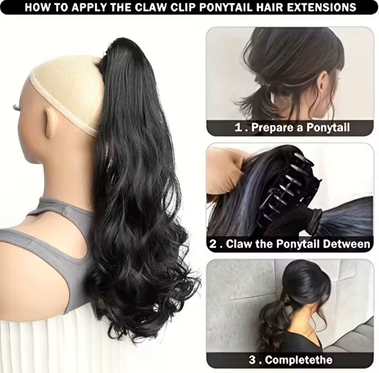 Synthetic Claw Clip Ponytail