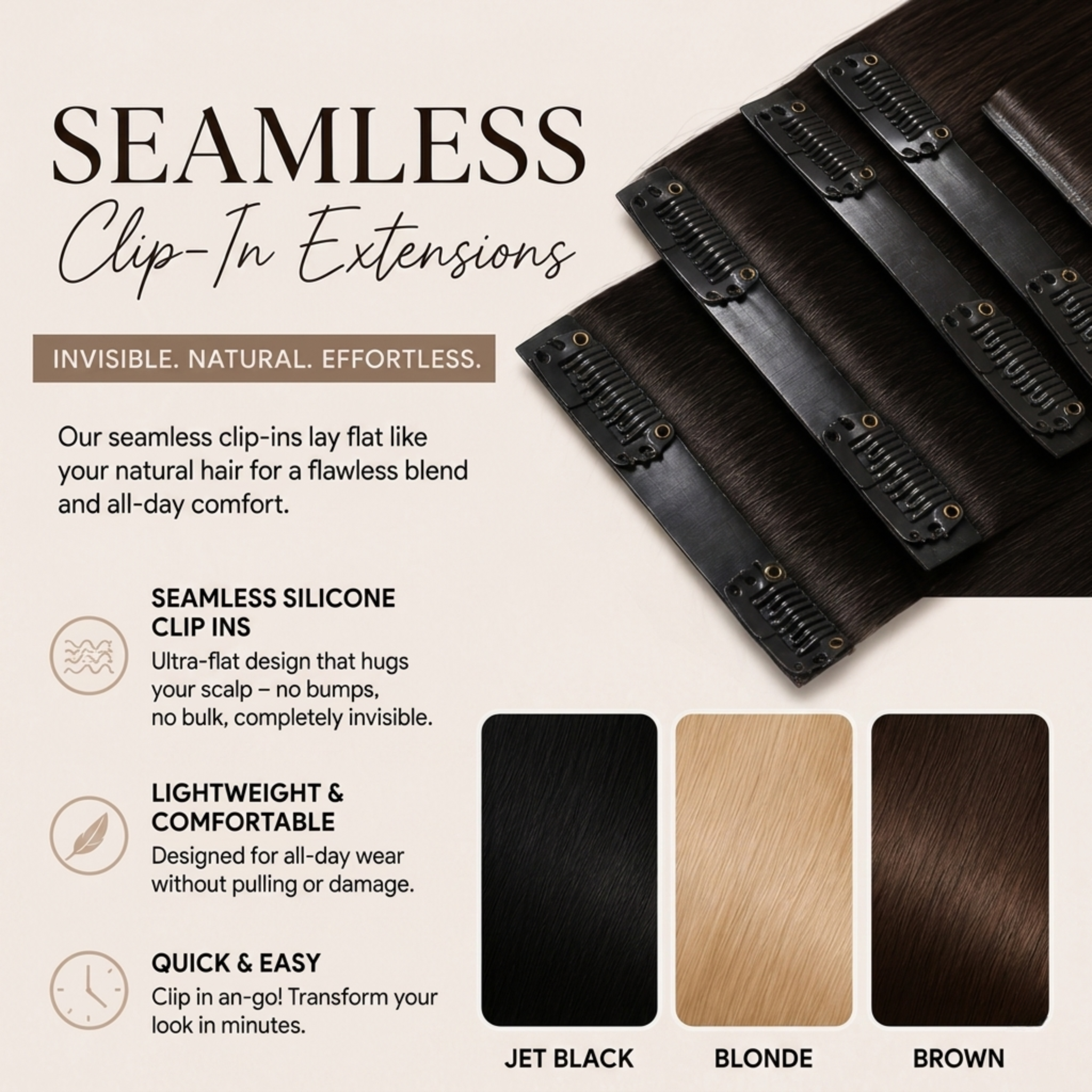 Cool Ash Brown #6 Seamless Clip Ins